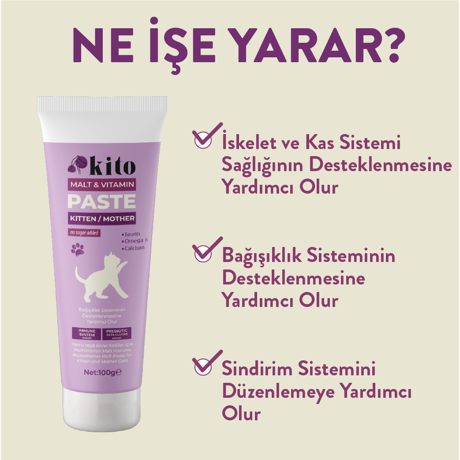 Yavru Kediler İçin Tüy Yumağı Önleyici ve Multivitamin Malt Macunu 100g