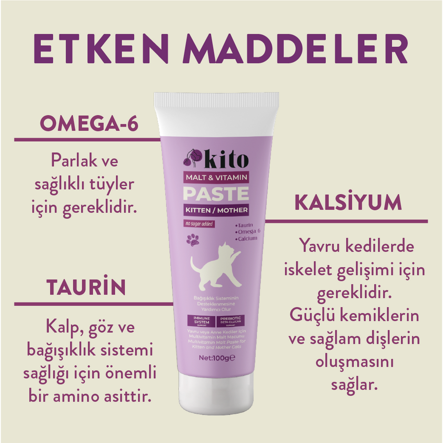 Yavru Kediler İçin Tüy Yumağı Önleyici ve Multivitamin Malt Macunu 100g