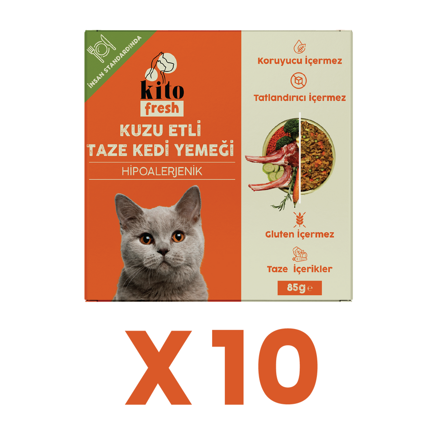 Kuzu Etli Kedi Kito Fresh X 10 (850 gr)