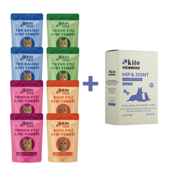 Kito Hip & Joint Eklem ve Kas Sağlığı Destekleyici + Kito Fresh Kediler için %100 Taze İçerikli Mama Tanışma Paketi
