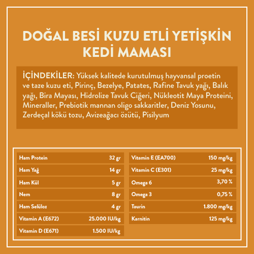 Kuzu Etli Yetişkin Kedi Maması 300 g